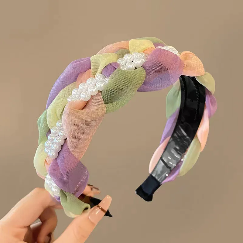

Elegant Braided Headband Pearl Embellishment Comfortable Design for Women Girls Daily Home Outdoor Hair Accessories