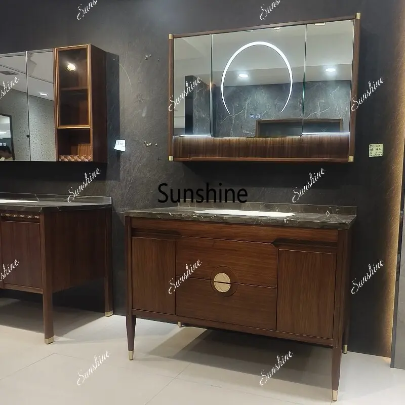 Medieval style paint countertop seamless integrated basin bathroom washtable intelligent floor
