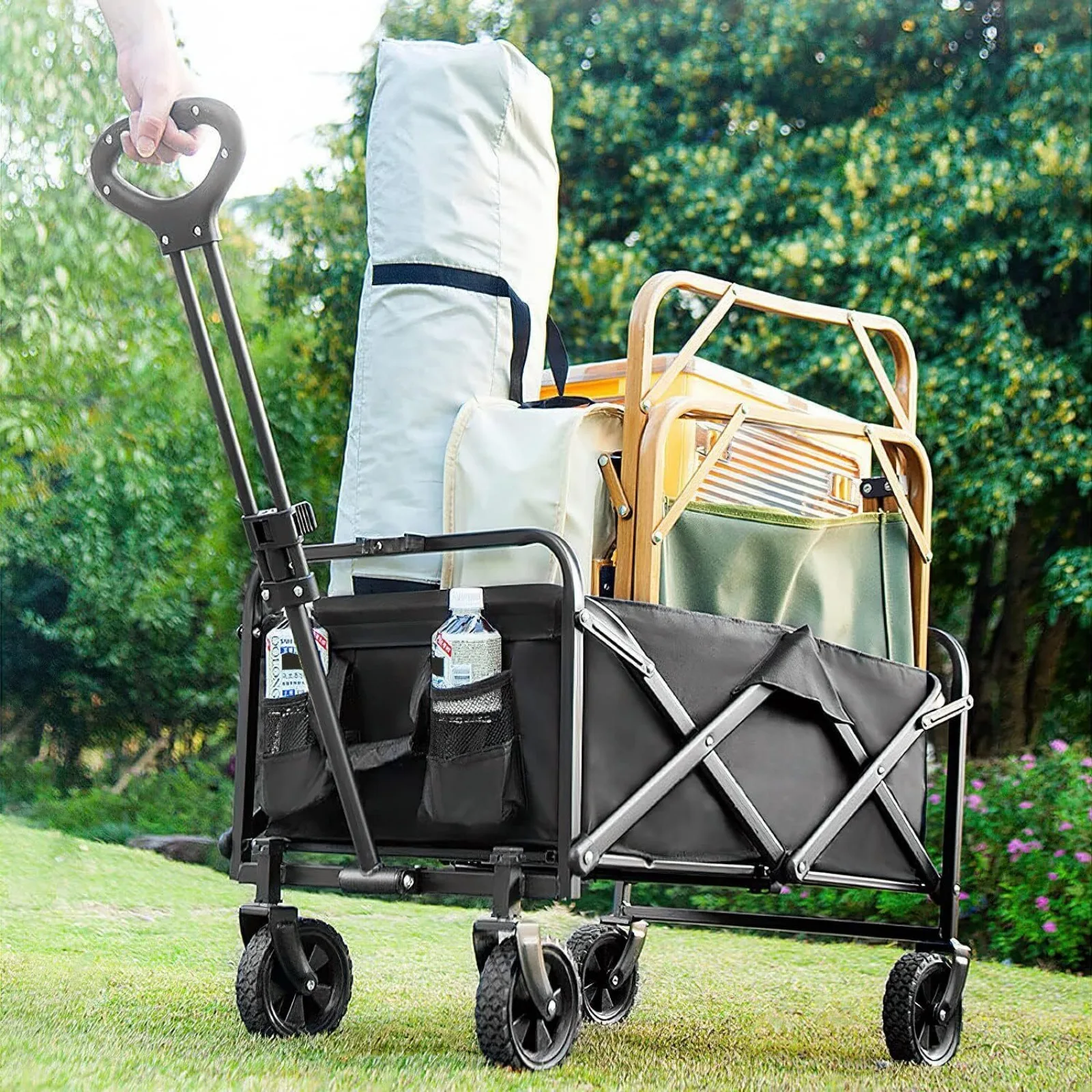 

US Heavy Duty Collapsible Wagon Cart Outdoor Folding Utility Camping Garden Wheels