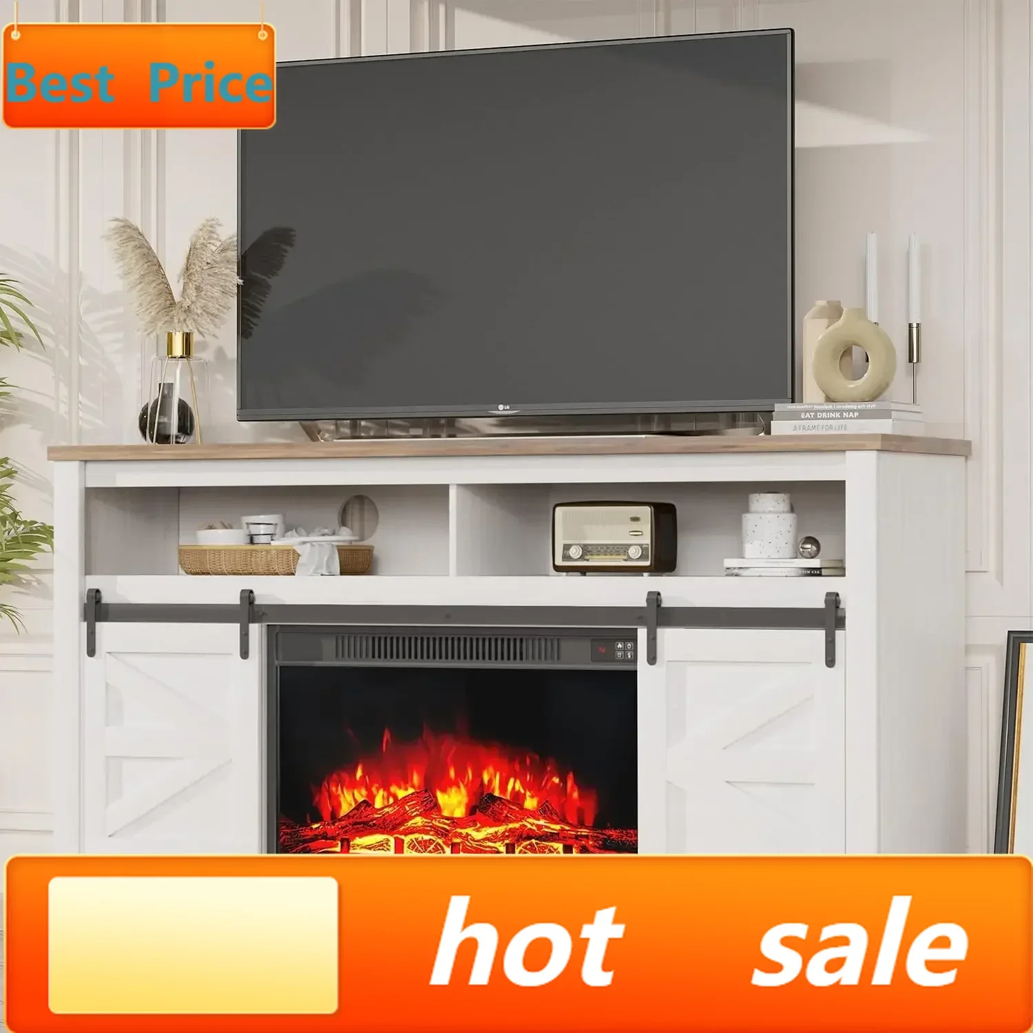 

Бестселлер: Тумба под телевизор с отделениями для хранения и раздвижными дверцами в стиле фермерского дома, для телевизоров до 65+ дюймов, развлекательный центр