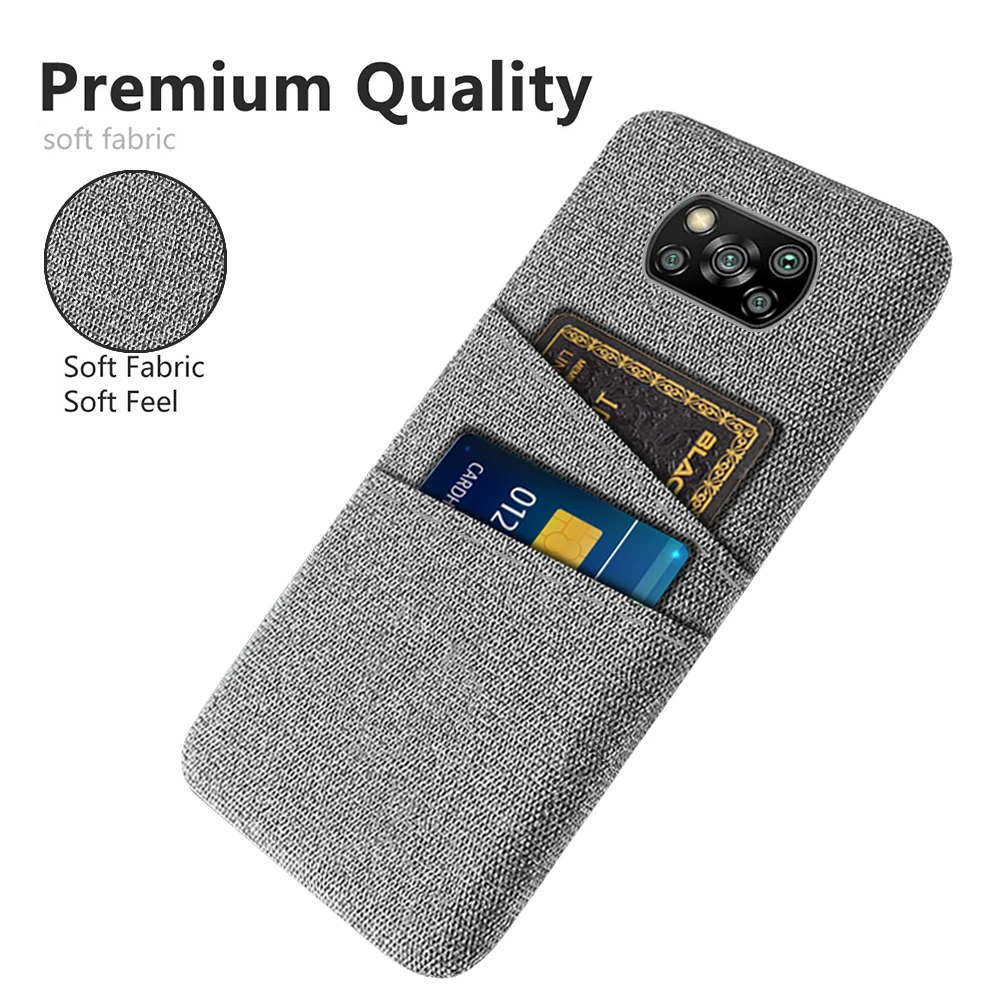 Case For Xiaomi PocoPhone X3Pro Luxury Febric Antiskid Card Slot Holder Cover For Poco X 3 X3 X4 Pro 5G NFC PocoX3Pro Coque Capa