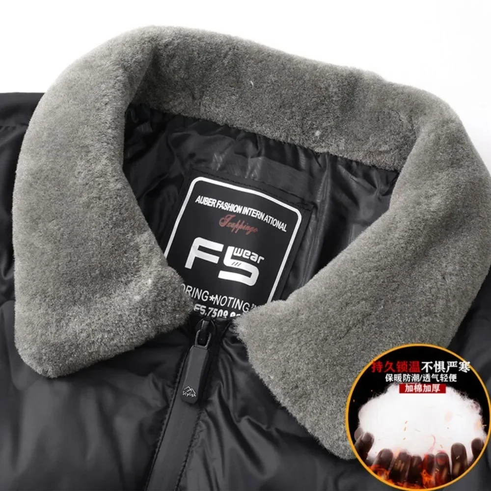 Jaqueta masculina de algodão espessada com gola de veludo jaqueta curta de algodão com design quente e à prova de vento casacos Parkas