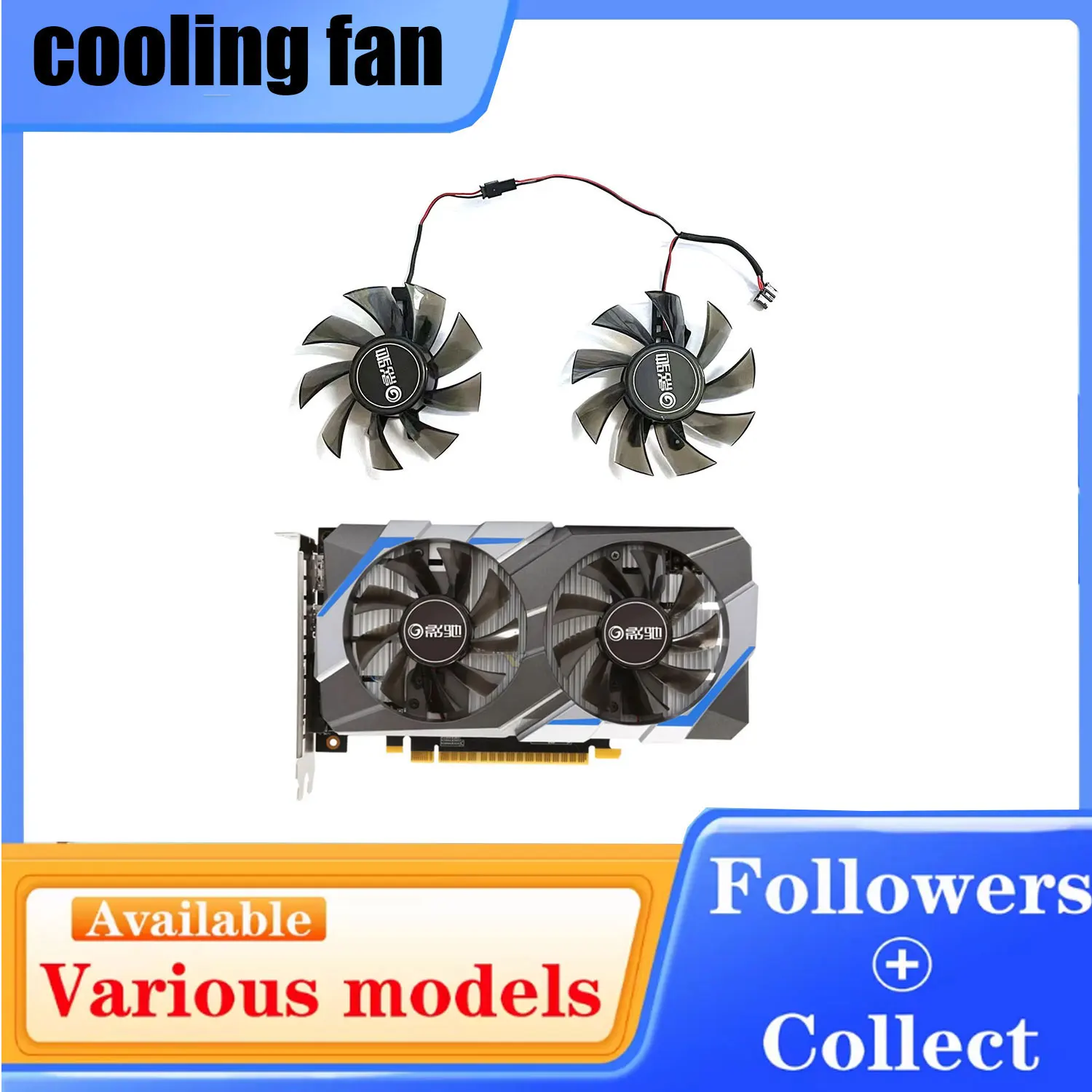 Cooling fan 75MM GA82S2H GPU fan suitable for GALAXY GeForce GTX1050 1050ti EXOC OC graphics card