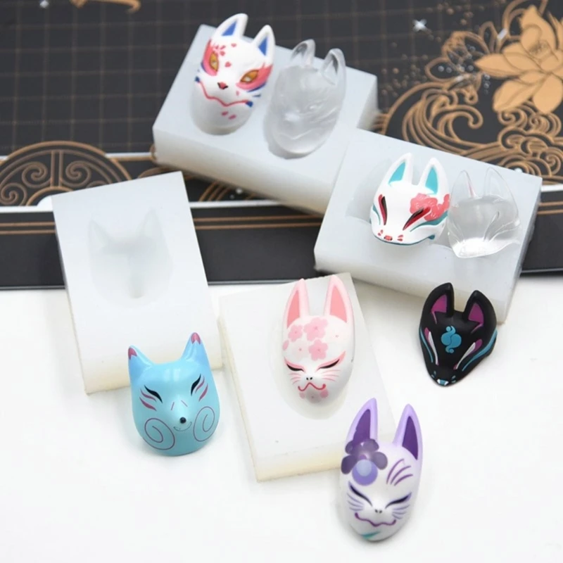 Fox Mask Clay Mold DIY Epoxy Resin UV Glue Silicone Mold for Keychain Jewlery Accessorie Supplies