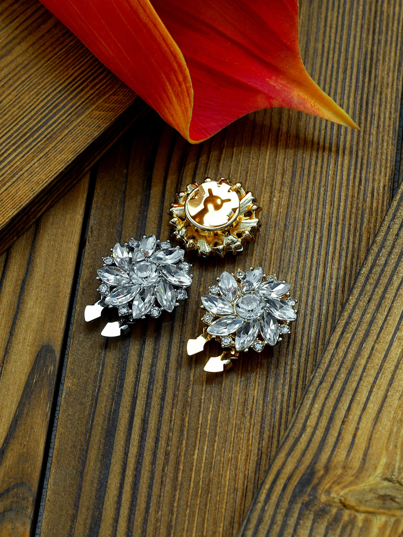 

26MM Glass Imitation Crystal Clip Button 1/2/3PCS Set Luxury Decorative Clothing Buttons Elegant Fashion Accessory