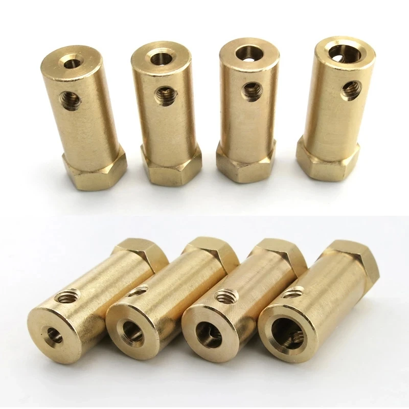 4pcs Extended Rigid Brass Coupling Hexagon 3mm 4mm 5mm 6mm 7mm 8mm Shaft Connector Sleeve for Robot Smart Wheel Hub Motor Kit