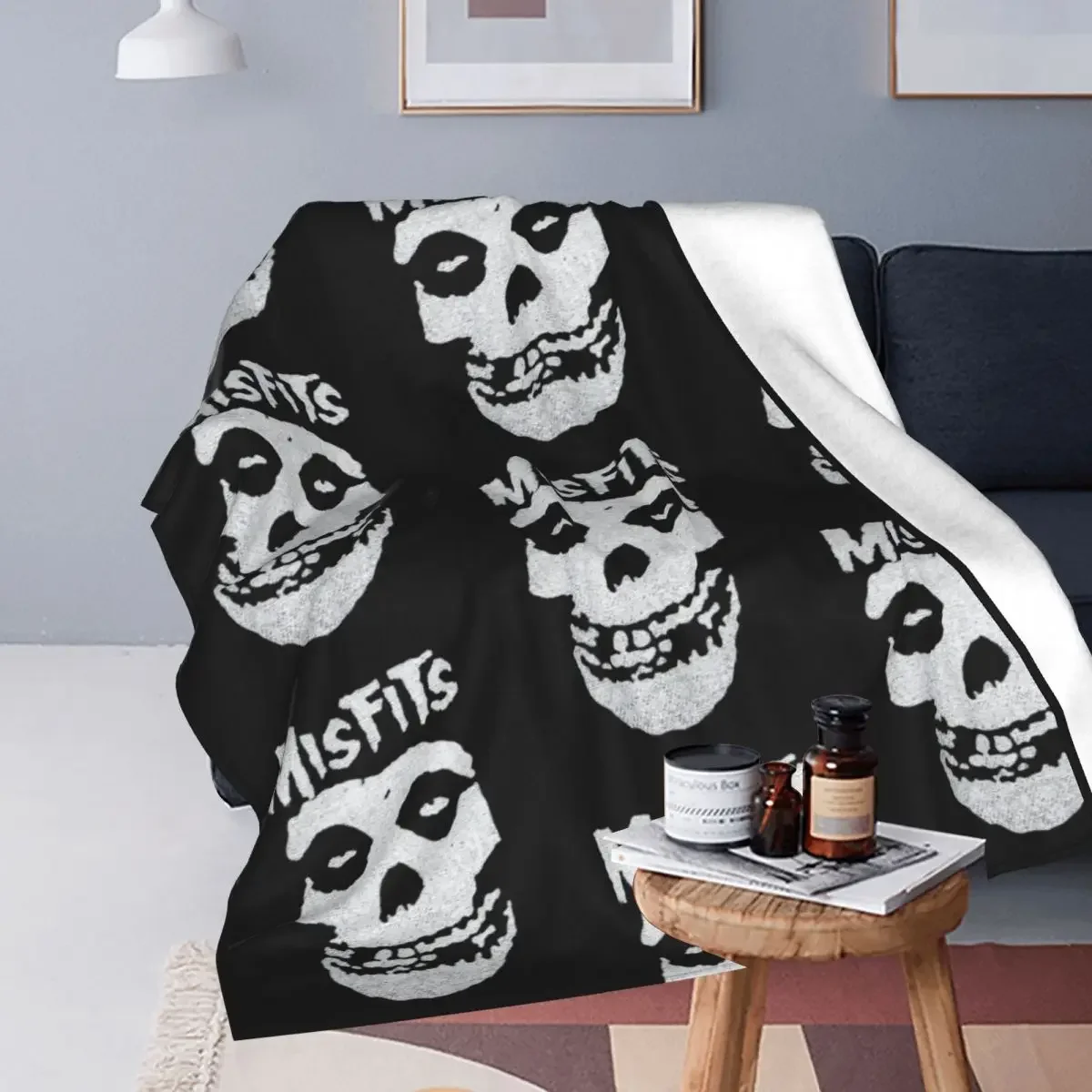 Misfits Skull Heavy Metal Music Band Blanket Fleece Soft Throw Blankets for Car Sofa Couch Bed Rug