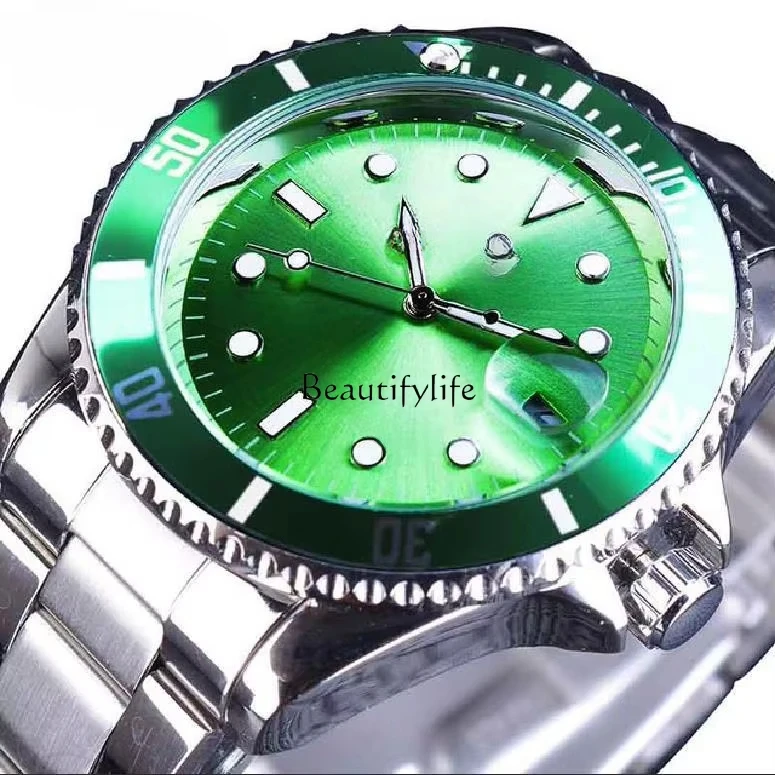 

Fully automatic mechanical watch business leisure waterproof luminous calendar hollow stainless steel strap watch men