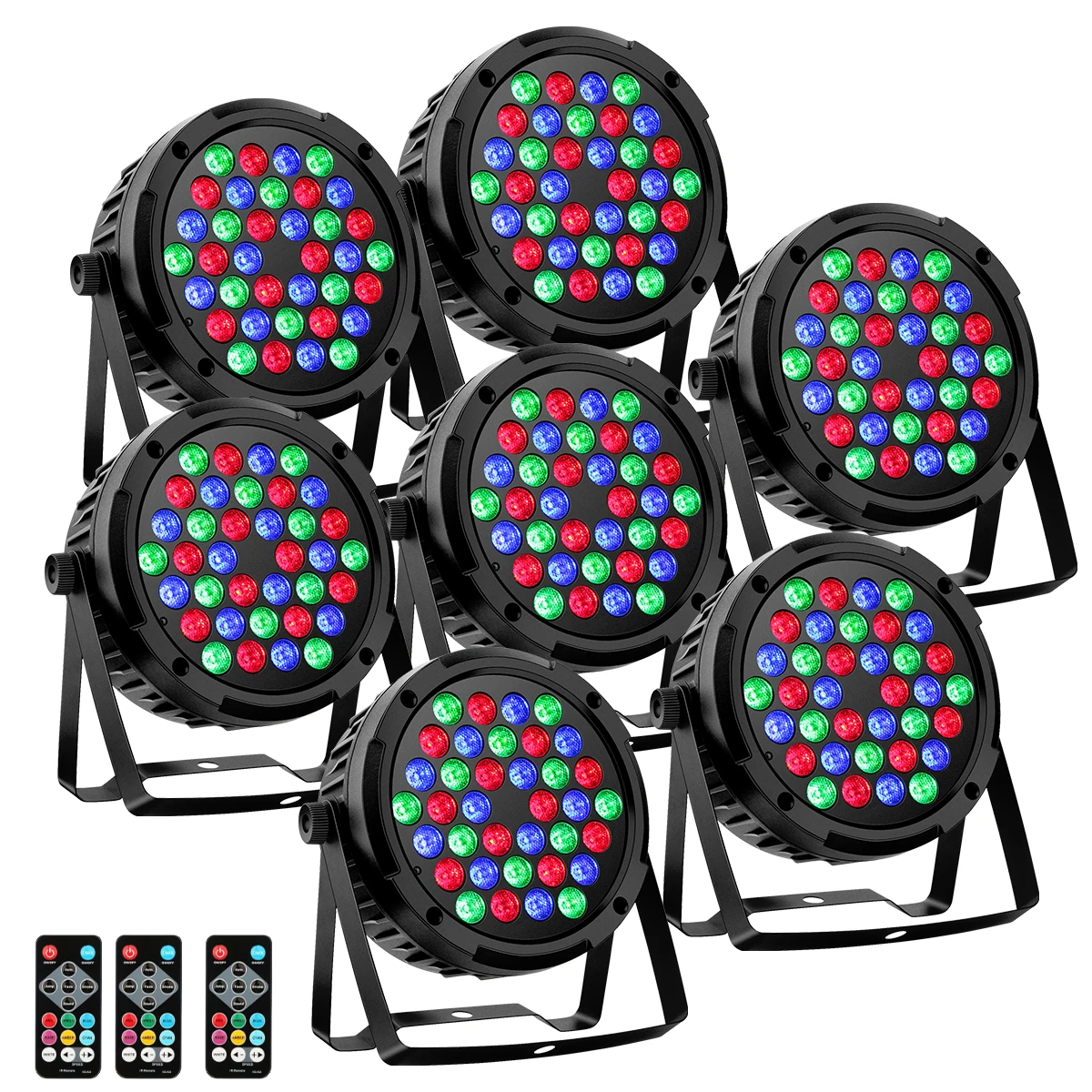 

7Pack 36LEDs RGB Stage Par Lights 36W Sound Activated Remote DMX Control DJ Music Party Wedding Church Bar Club Stage Lighting