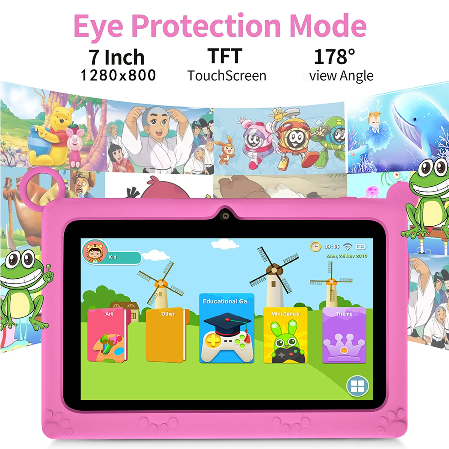 New 5G Pad 7 Inch Android Kids Tablets Quad Core 4GB RAM 64GB ROM 5G WiFi Bluetooth Double Cameras Tablet PC For Study Education