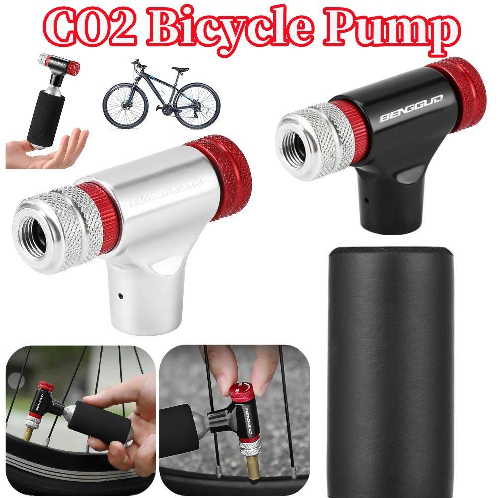 Mini Bicycle CO2 Pump Portable Tire Inflator For Schrader Presta Adapter MTB Road Bike Aluminum Alloy Automatic CO2 Pump