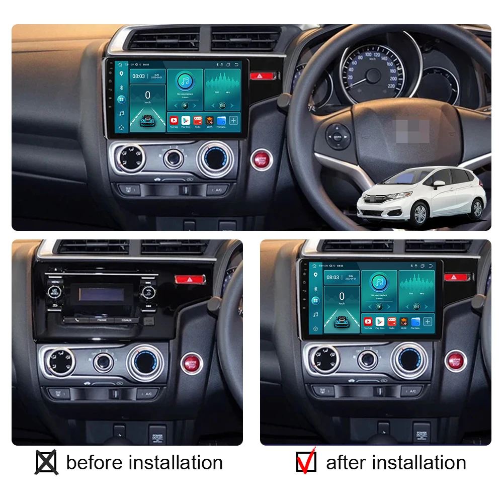 Android 14 Car Radio For HONDA FIT JAZZ 2014-2020 Multimedia Video Player Carplay Auto Stereo Navigation GPS WIFI Head Unit DSP