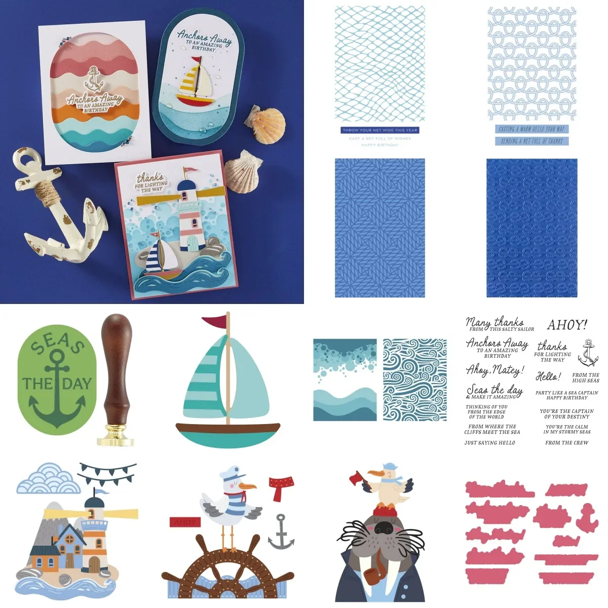 

Sea Sailing Boat 2025 New Summer Metal Cutting Dies Clear Stamps Rolling Tide Stencil Hot Foil Wax DIY Scrapbook Handcraft Card