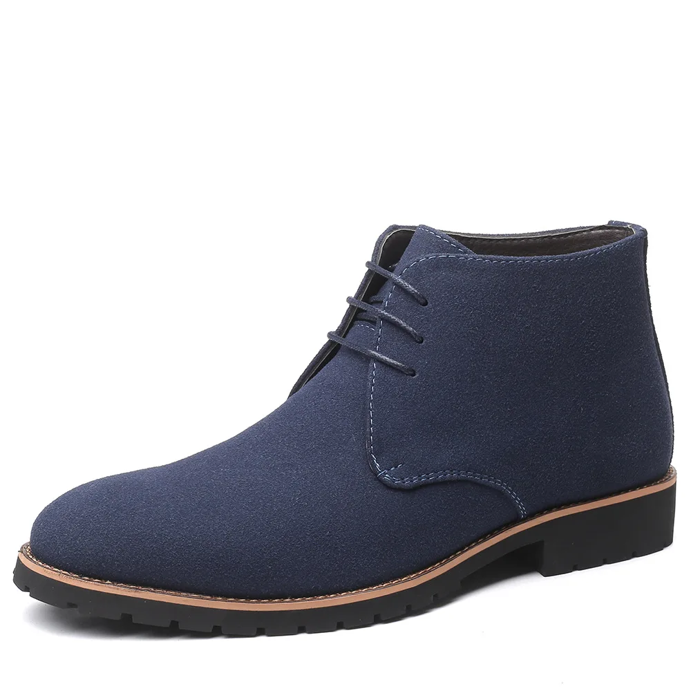 New Men's Pointed Toe Ankle Boots Suede Leather Chelsea Boots Low Heel High Top Plus Size Casual Shoes Spring Autumn Shoes image 6