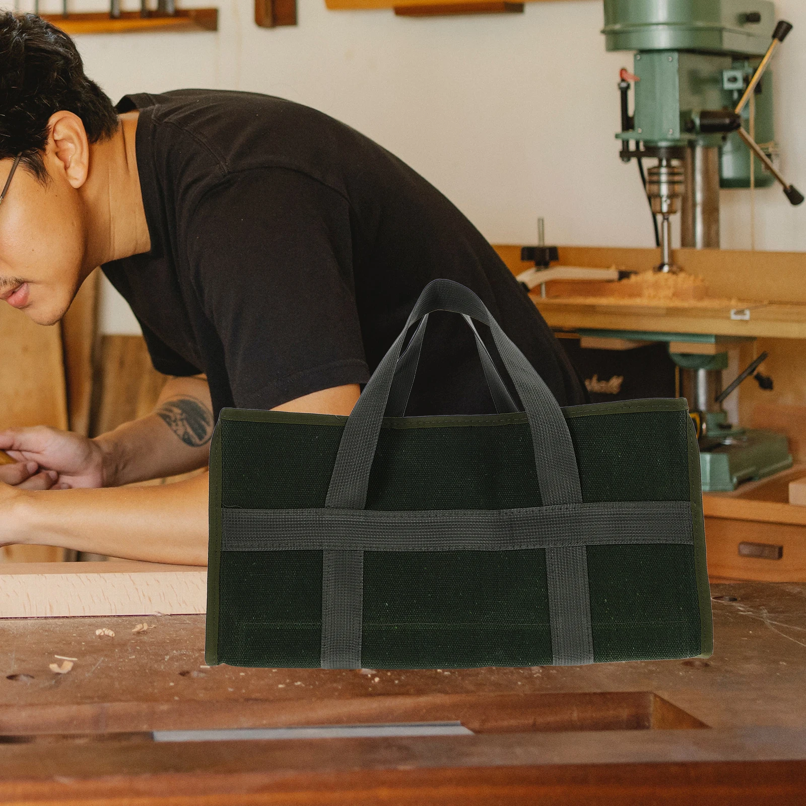 

Tool Bag Heavy Duty Canvas Foldable Storage Electricians Toolkit Large Capacity Pouch Organizer Carpenters Hardware