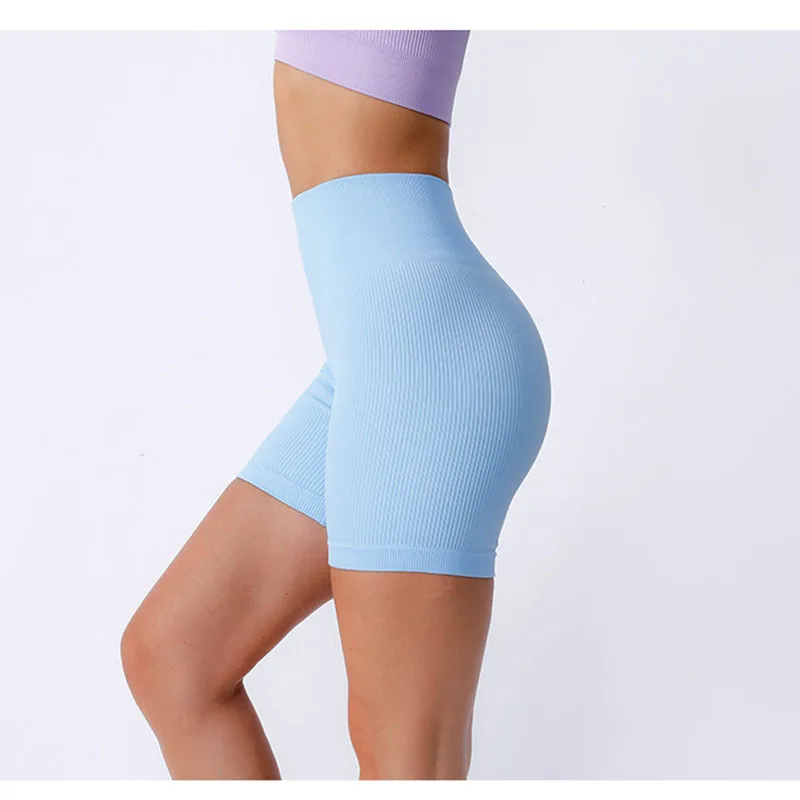 여성을위한 원활한 반바지 요가 반바지는 부티 운동을 밀어 체육관 반바지 피트니스 높은 허리 스포츠 짧은 여성 의류