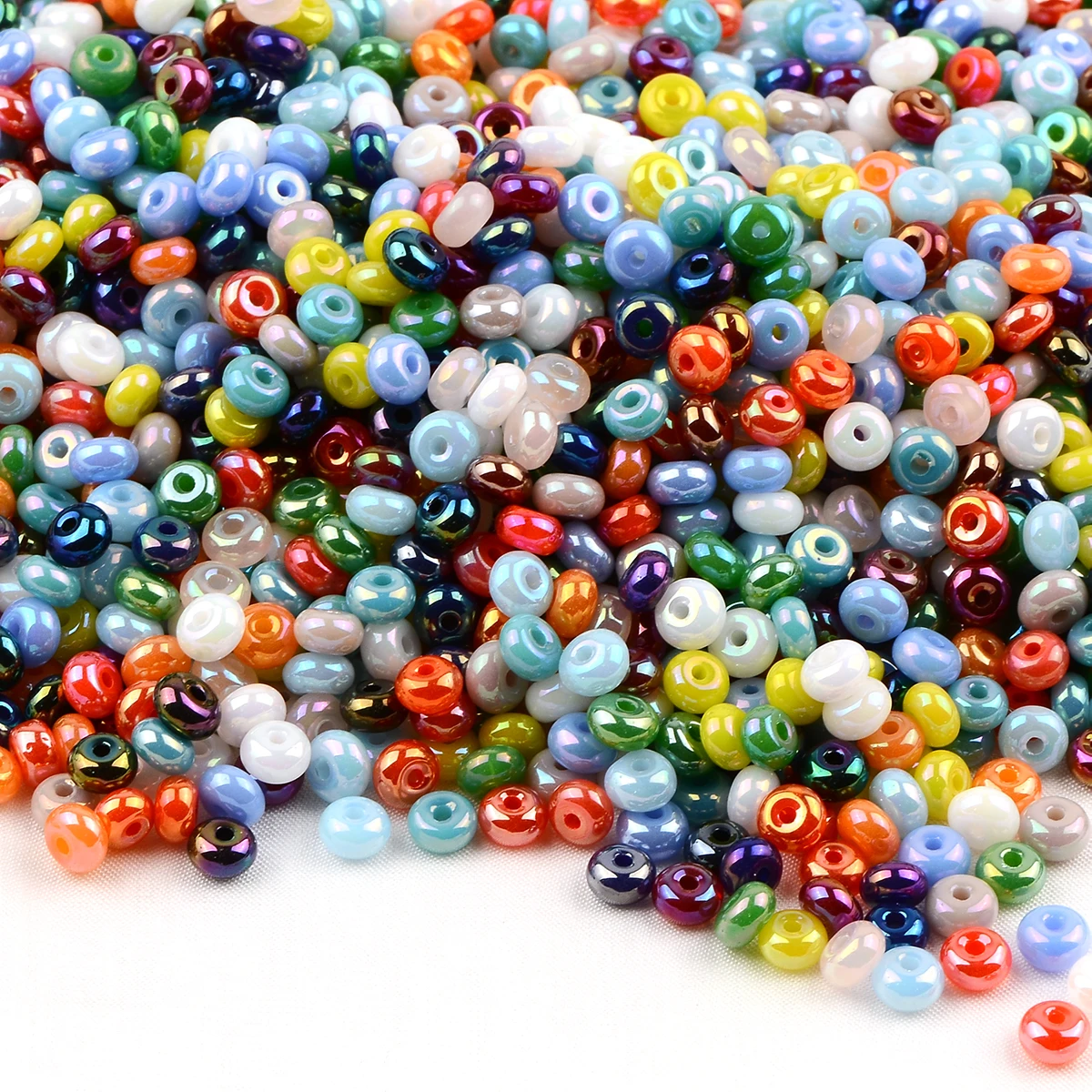 20g/about 280pcs Cream color imported glass rice bead for jewelry making Space beads Round rice beads use garment embroidery