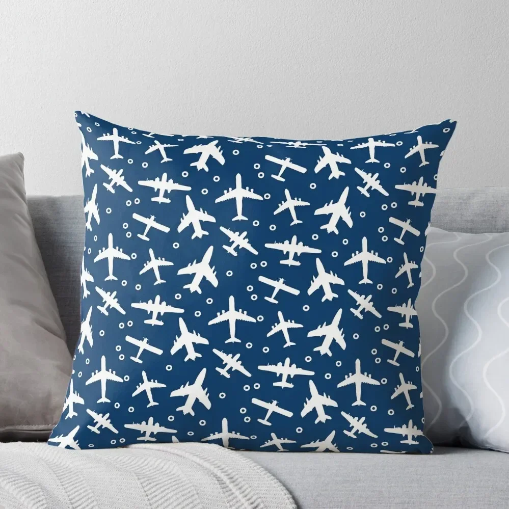 

Blue and White Aeroplanes Silhouette Pattern Throw Pillow Sofa Cover home decor items Sofa Covers Pillow