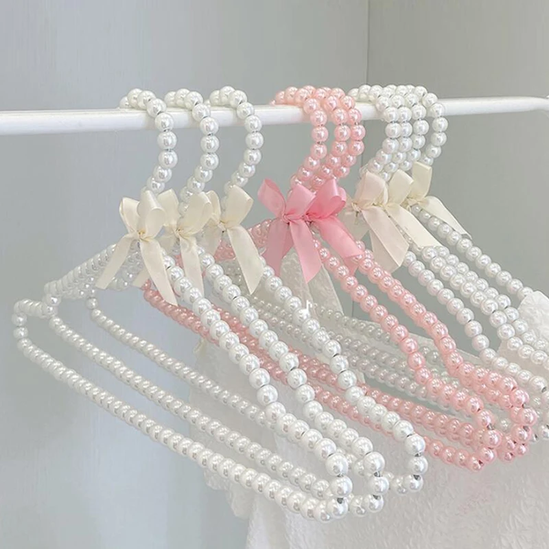 

White Pearl Hanger Wedding Dress Hanger Lovely Girl Baby Princess Dress Bow Storage Hanger Dormitory Balcony Clothes Drying Rack