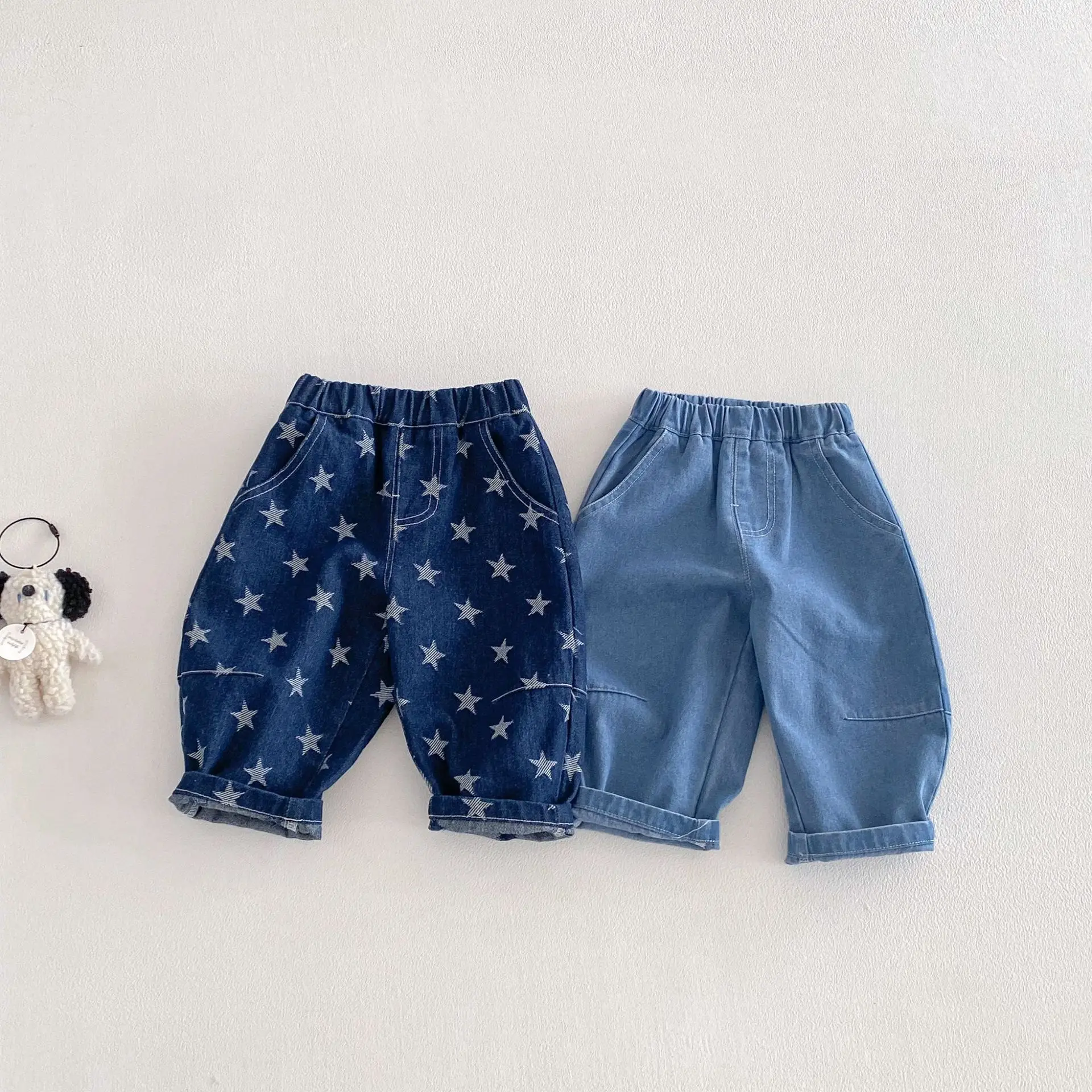 Children's Solid Color Jeans 2026 New Spring Boys' Fashionable Solid Color Casual Pants Baby Korean Version Soft Pants