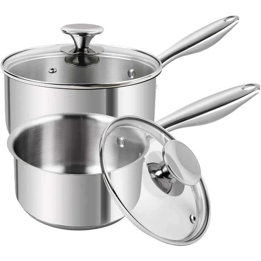 

Кастрюля из нержавеющей стали-1Qt и 2Qt, кастрюли для соуса премиум-класса немецкой технологии, совместимы с индукцией 18/10, нержавеющая сталь
