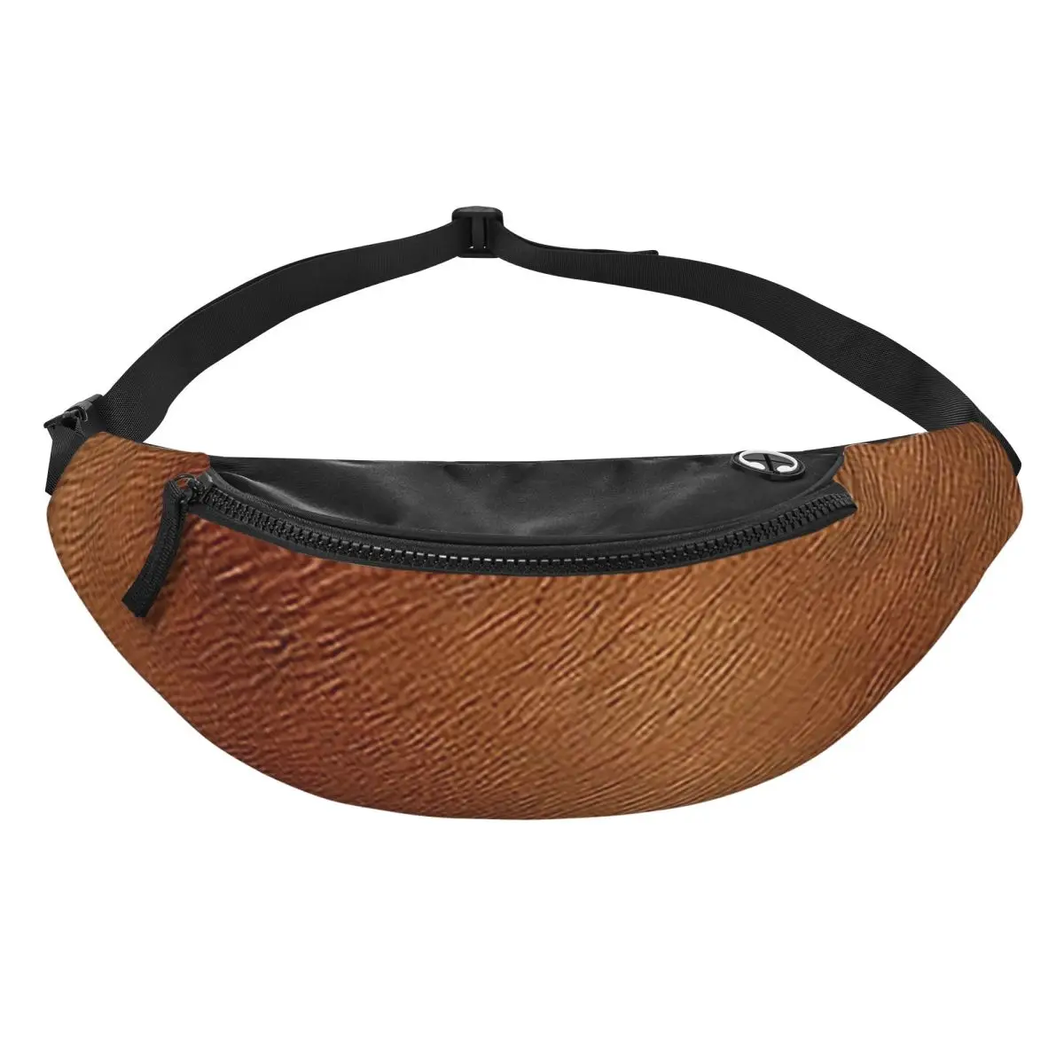 

Brown Cowhide Cow Skin Print Fanny Pack Men Women Crossbody Adjustable Waist Bag Travel Running Phone Pouch