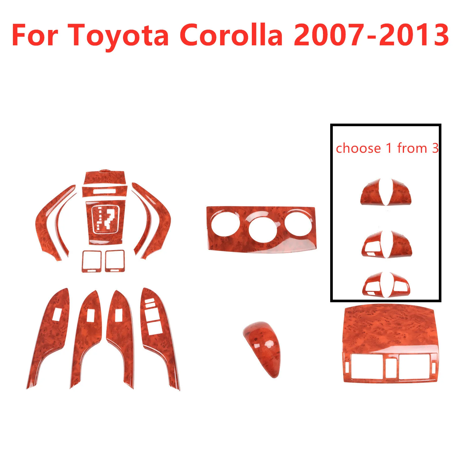 

19PCS Peach Wood Grain Interior Kit Cover Trim Set For Toyota Corolla 2007-2013