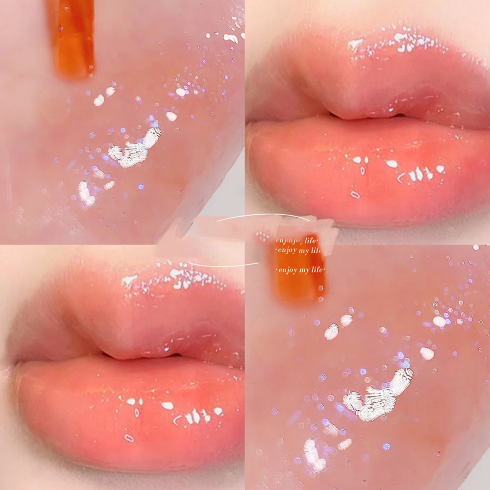 Glass Water Light Lip Nourishing Moisturizing Transparent with Fine Flash Jelly Lip Care Oil for Students Woman Lip Lipstick