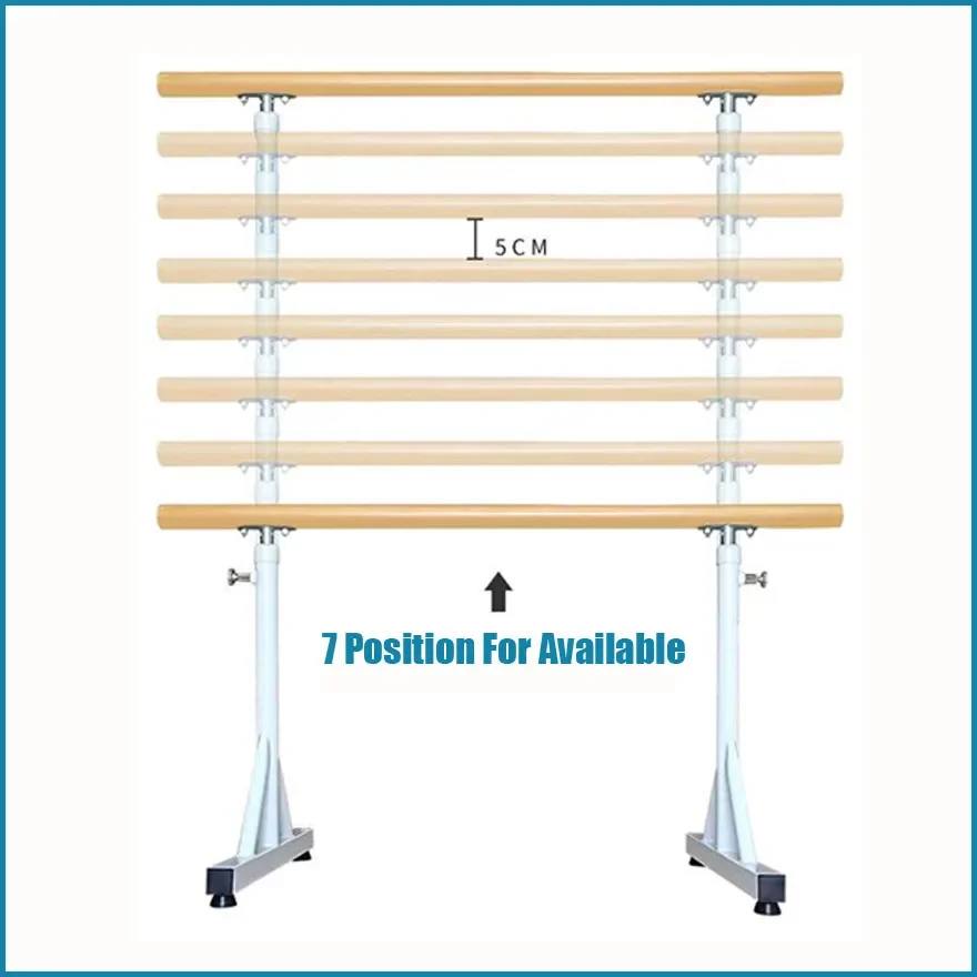 1.5M Portable White Dance Bar, Mobile Adjustable Leg Pressing Pole, Dance Room Exercise Pole, Fitness Equipment