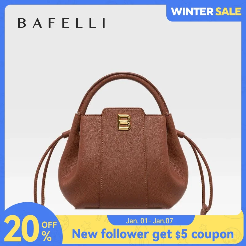 BAFELLI 2023 WOMEN\'S HANDBAG BUCKET BAG FASHION LEATHER STYLISH SHOULDER LUXURY BRAND FEMALE DESIGNER PURSE CLASSIC