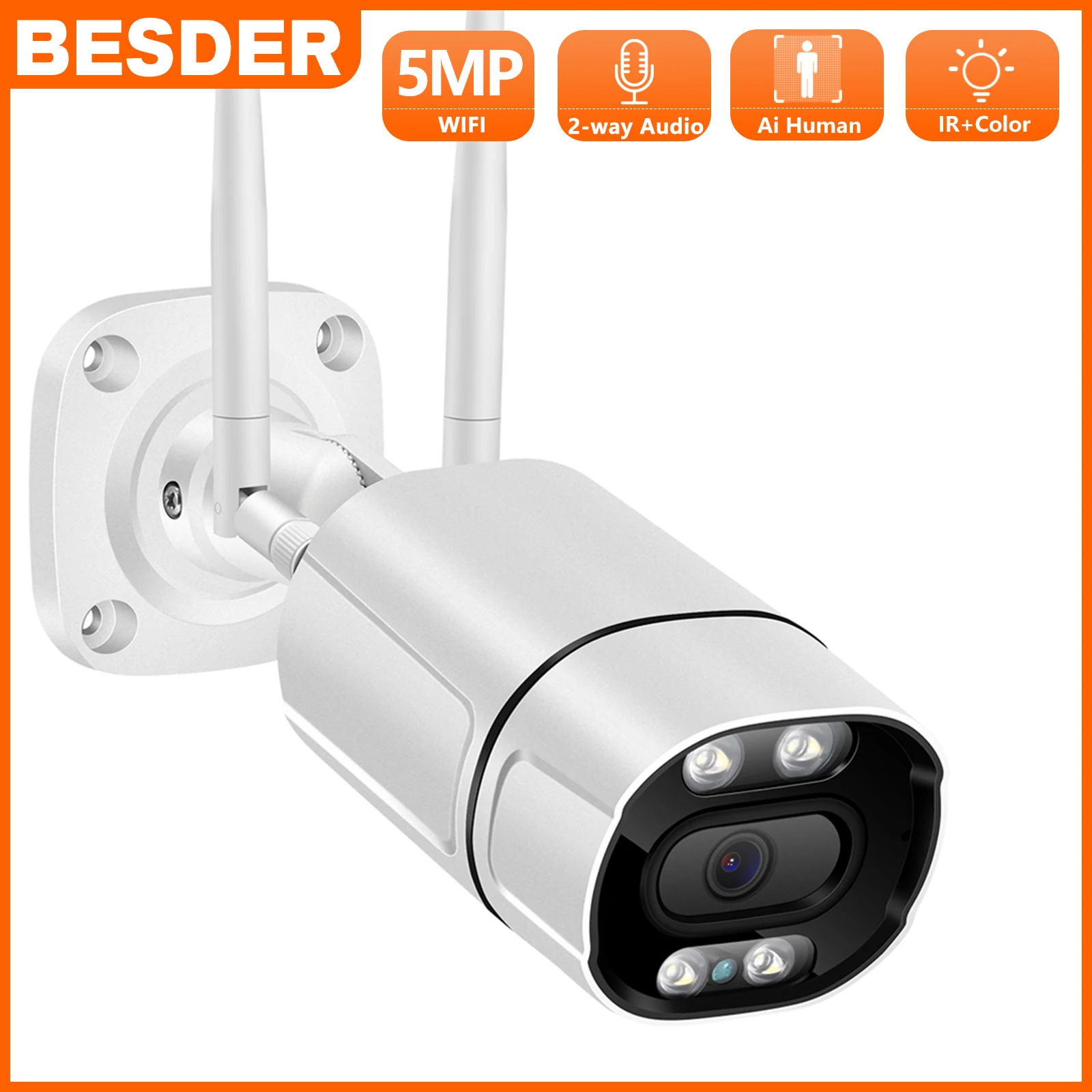 

BESDER 5MP 3MP Wireless Camera 1080P Outdoor IP Camera WiFi Motion Detection Color Vision Two Way Audio CCTV surveillance Camera