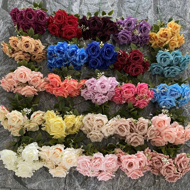 7Heads rose bouquet artificial flowers for wedding decoration home party decor large size rose