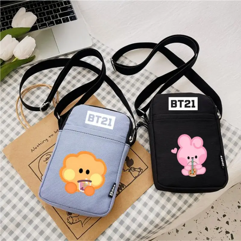 Kawaii Bt21 Doll Series Shoulder Bag Item Storage Bag Cute Cartoon Outdoor Leisure Portable Crossbody Bag Holiday Gifts