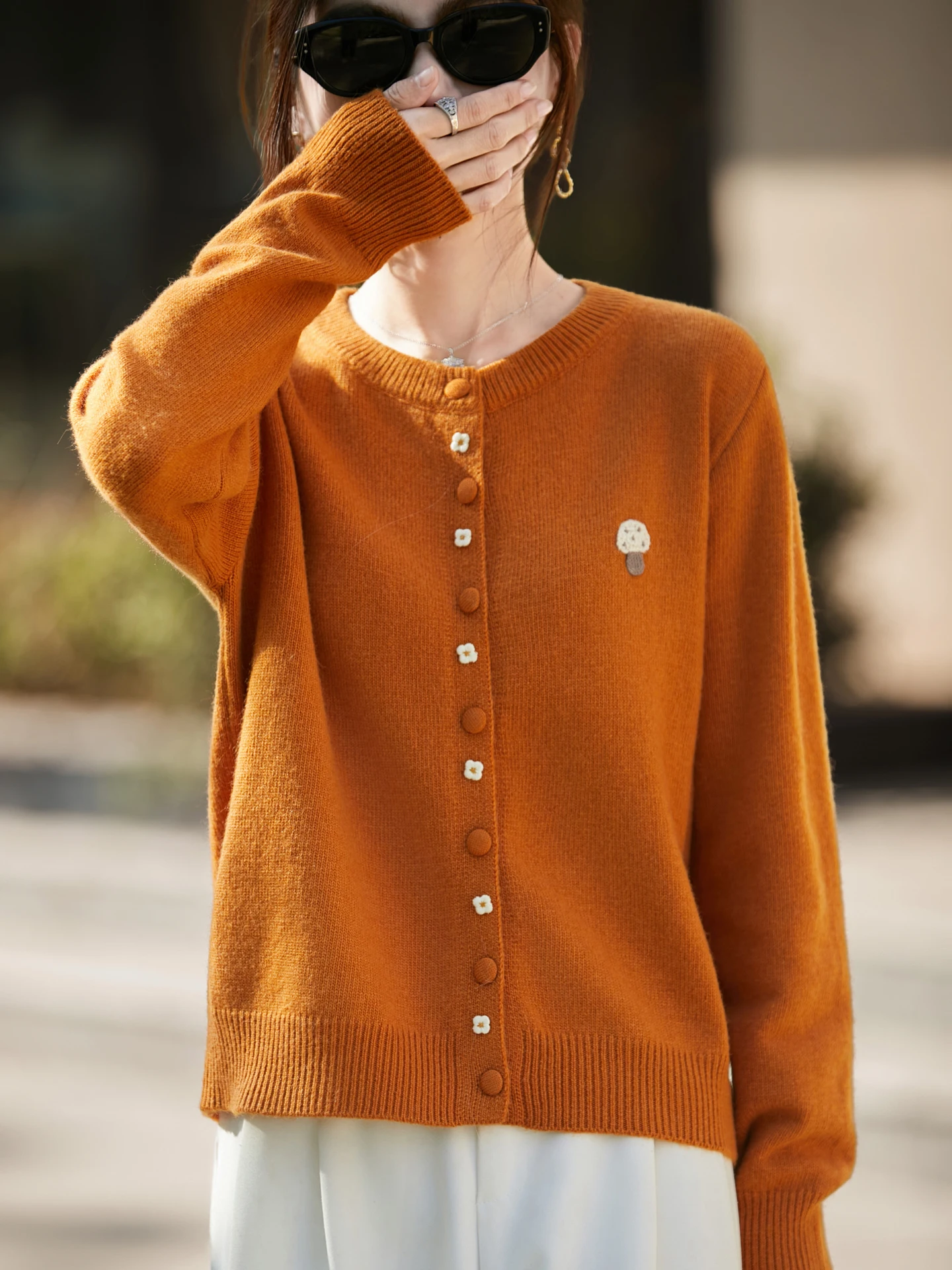 

Women's Thick Warm Soft Comfort New Autumn Winter O-Neck Cardigan 100% Merino Wool Sweater Knitted Long Sleeves Clothing Tops