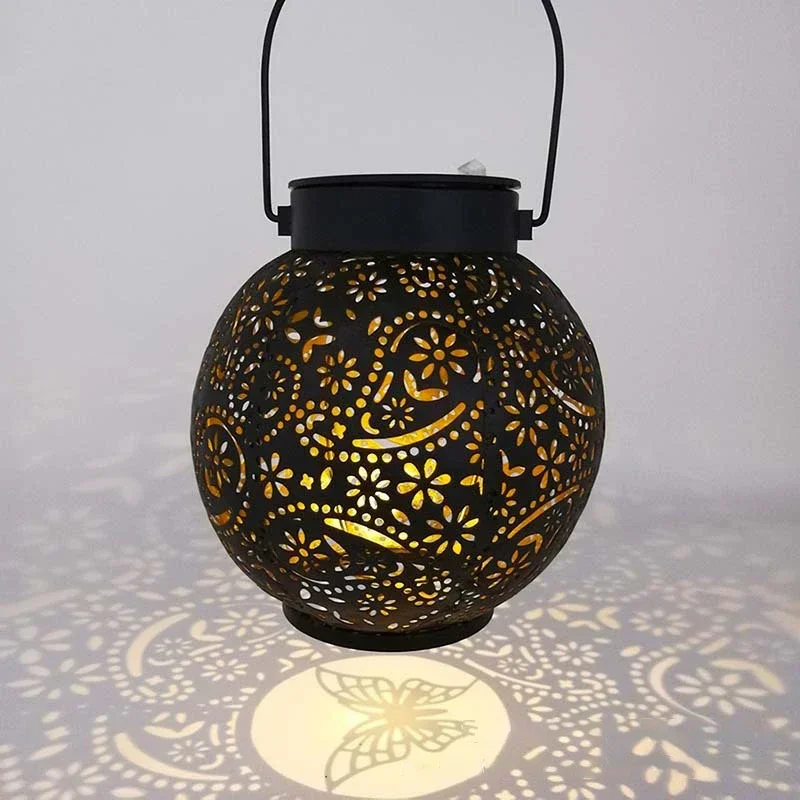 Solar Lanterns Outdoor Solar Garden Lanterns Waterproof, LED Hanging Lanterns with Handle, Decorative Metal Solar Lights