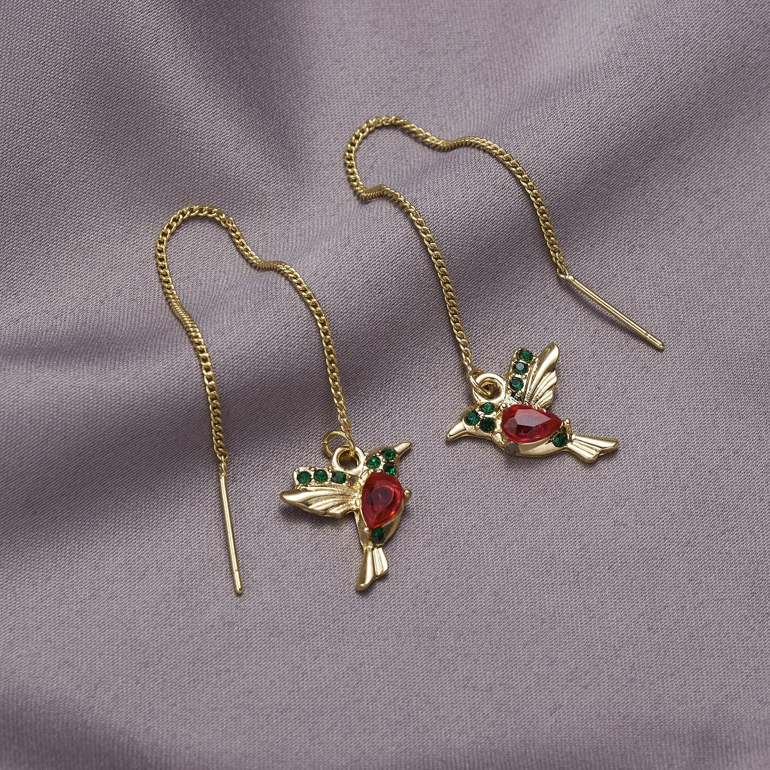Hummingbird Earrings For Women Personality Fashion Earrings Vintage Aesthetic Jewelry Blue Enamel Cute Bird Animal Drop Earrings image 4