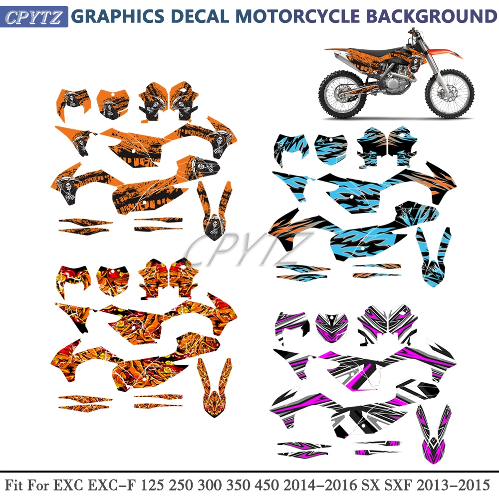 Fit For SX SXF EXC XCW 125 250 350 450 2013 2014 2015 2016 Motorcycle Graphics Decals Stickers Kits Custom Number