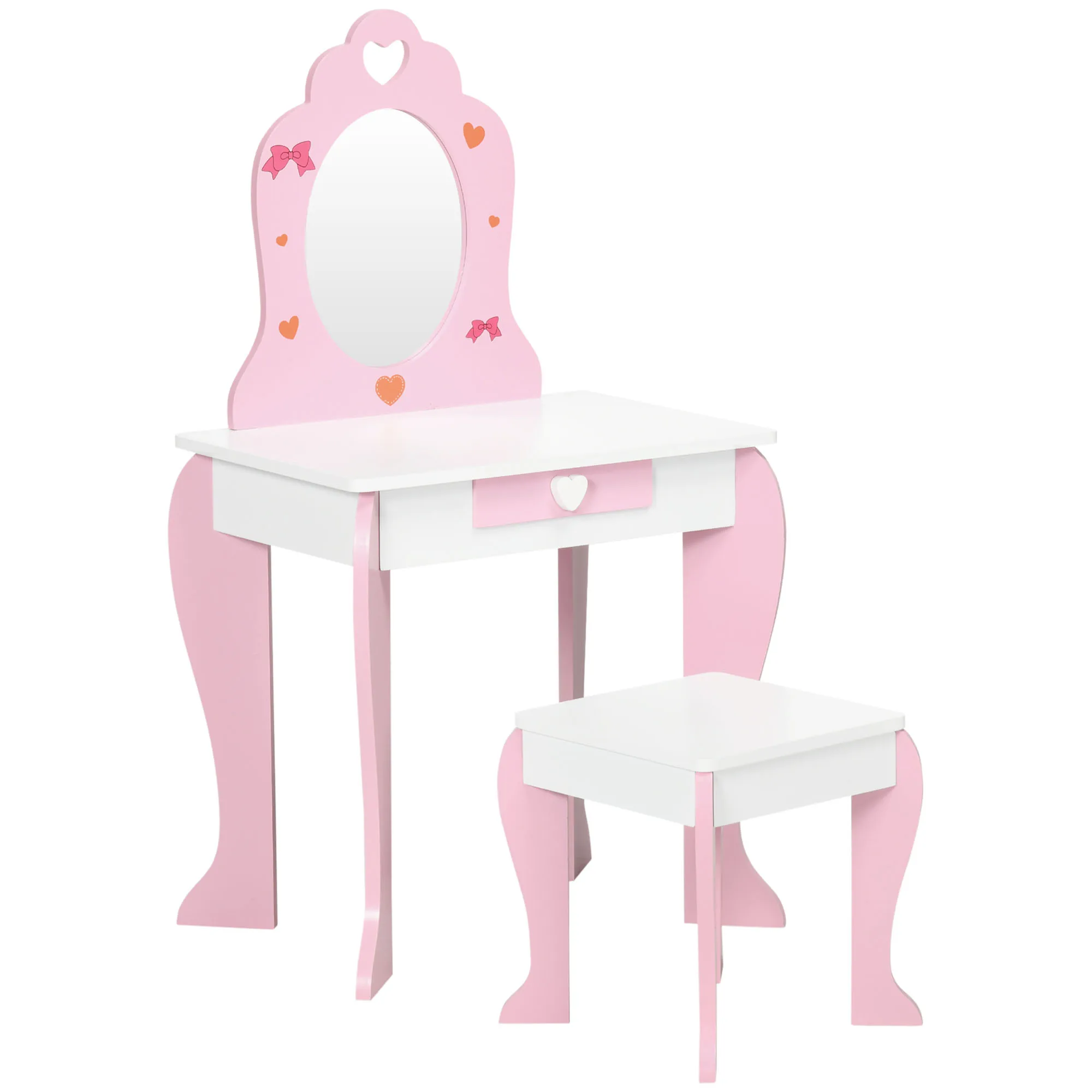 ZONEKIZ baby dressing table for girls 3-6 years old with mirror stool 50x36,5x89,5 cm