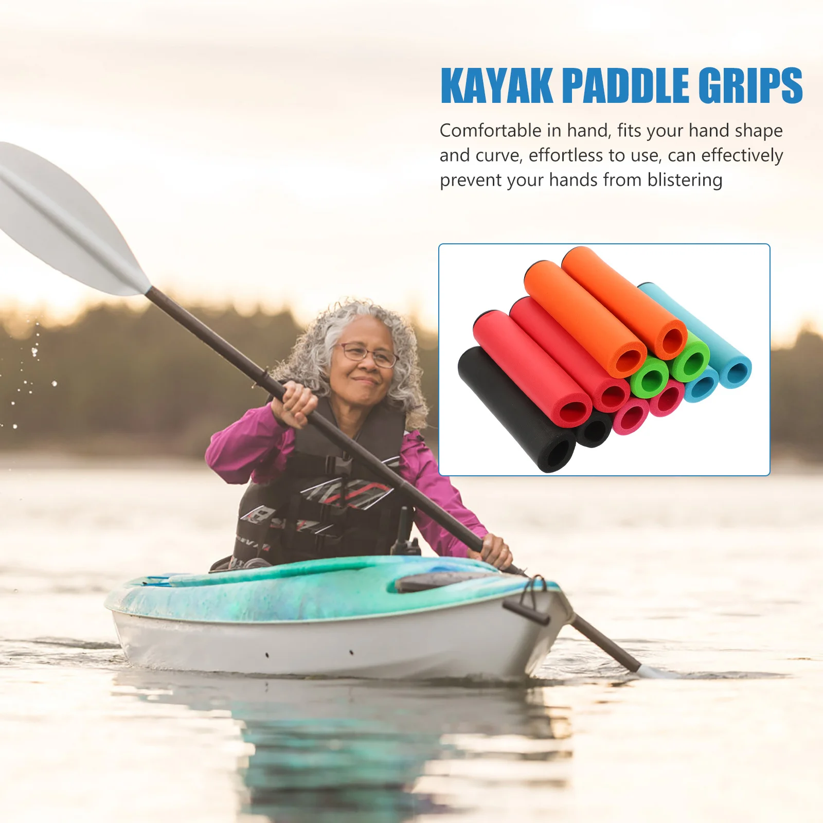 

12 шт. профессиональных накладок на рукоятки весла для каяка, губчатые, нескользящие, дышащие, легкие, для улучшенного контроля при гребле на каноэ