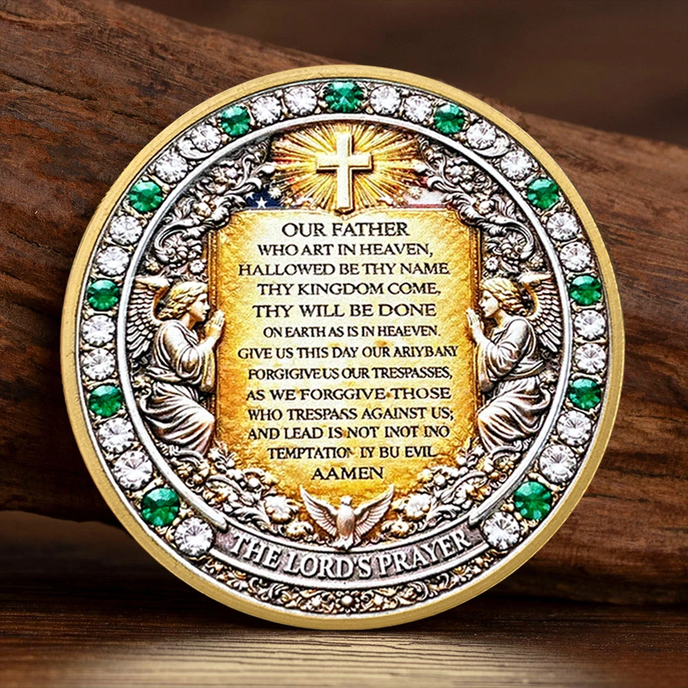 The Lord's Prayer Gold Plated Souvenir Coin Queen of Heaven Holy God Collection Coin Home Decoration