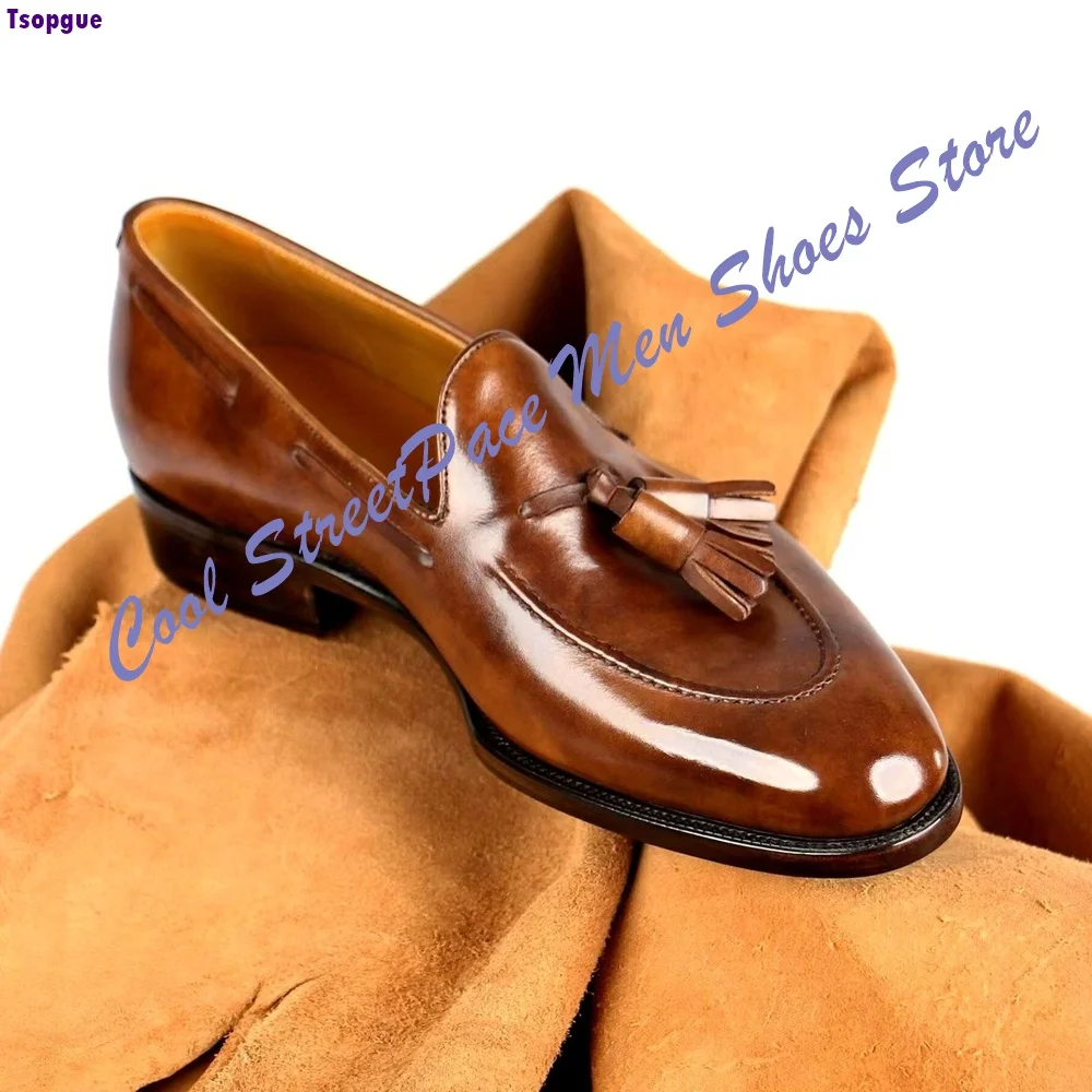 Zapatillas Mujers Men Vintage Penny Tassel Loafers Slip On Polished Leather Shoes Formal Wedding Business Dress Shoes for Men