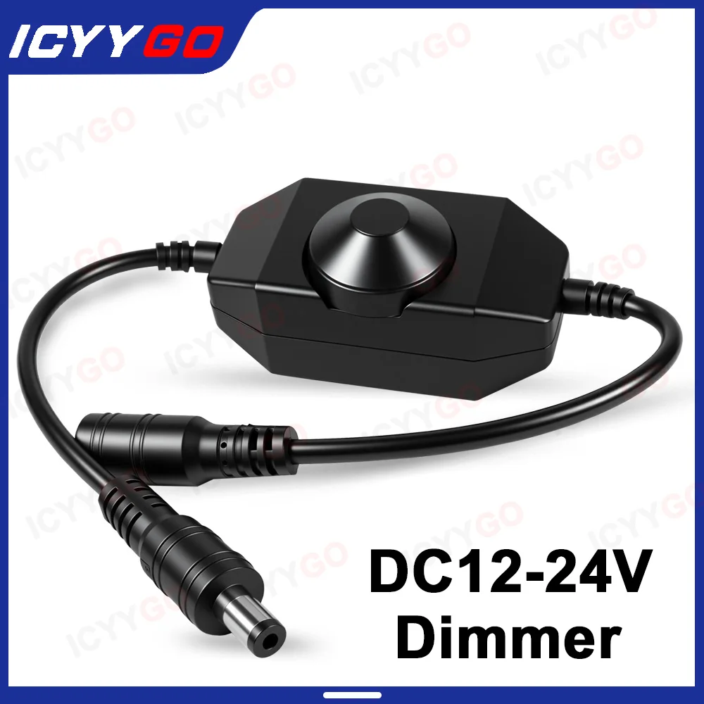 

DC12-24V LED Dimming Knob Dimmer Switch LED Brightness Dimmer Regulator DC Male and Female Plug Suitable for LED Light Strips