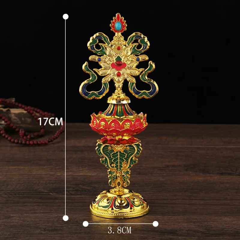 Enamel Gold-plated Painted Eight Auspicious Set Decoration 6.5-inch Lucky Eight Treasures Decoration Copper Gilded Gold