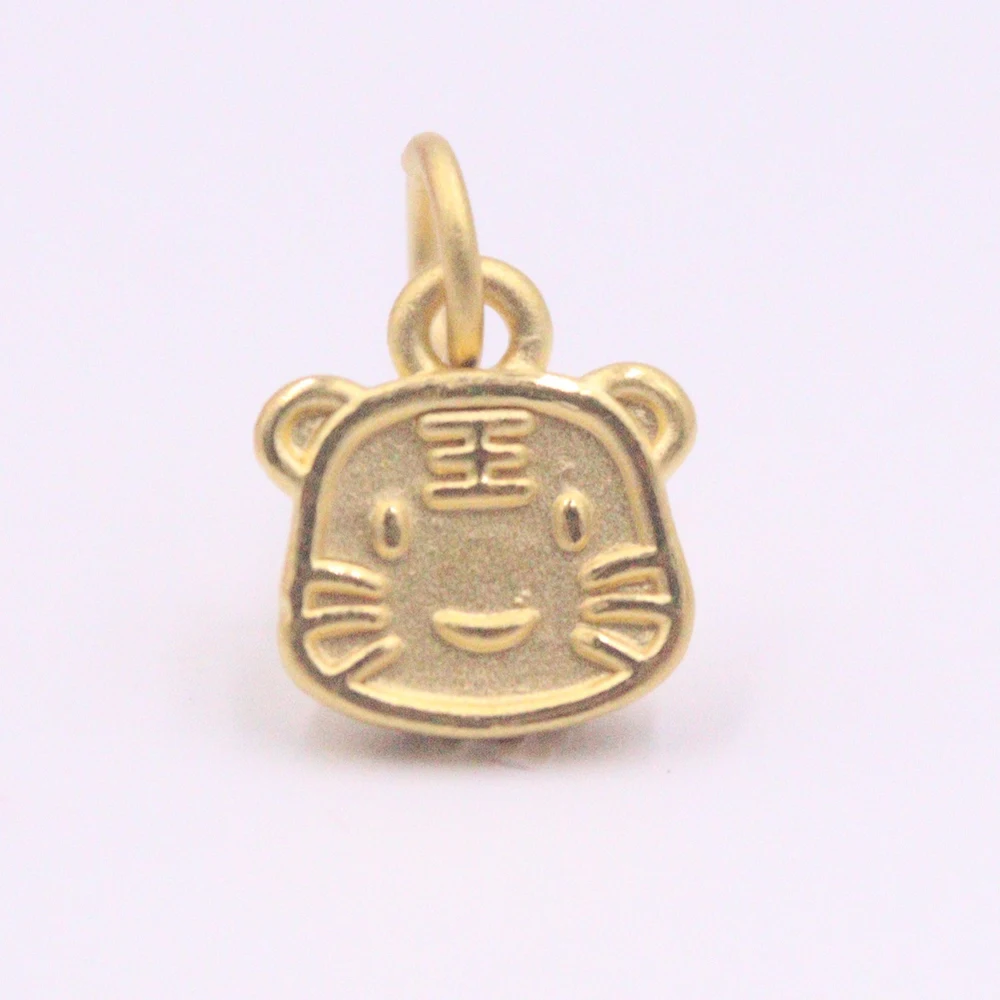 

1PCS Real 999 24k Yellow Gold Pendant For Women 3D Zodiac Tiger Head Pendant 0.6-0.7g