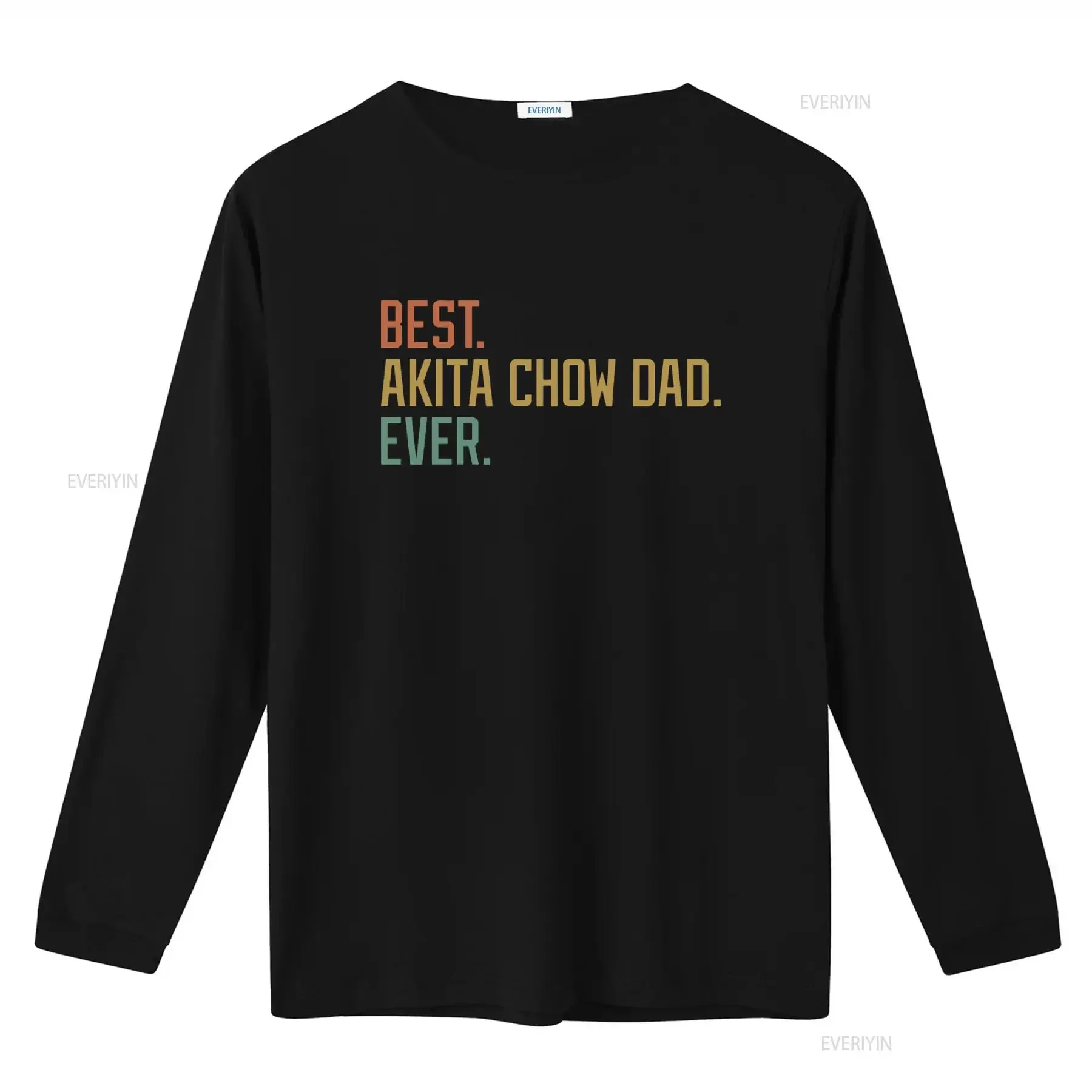 Best Akita Chow Dad Ever Dog Breed Father's Day  T Shirt vintage Washed Soft streetwear Casual Breathable Top For Everyday Wear