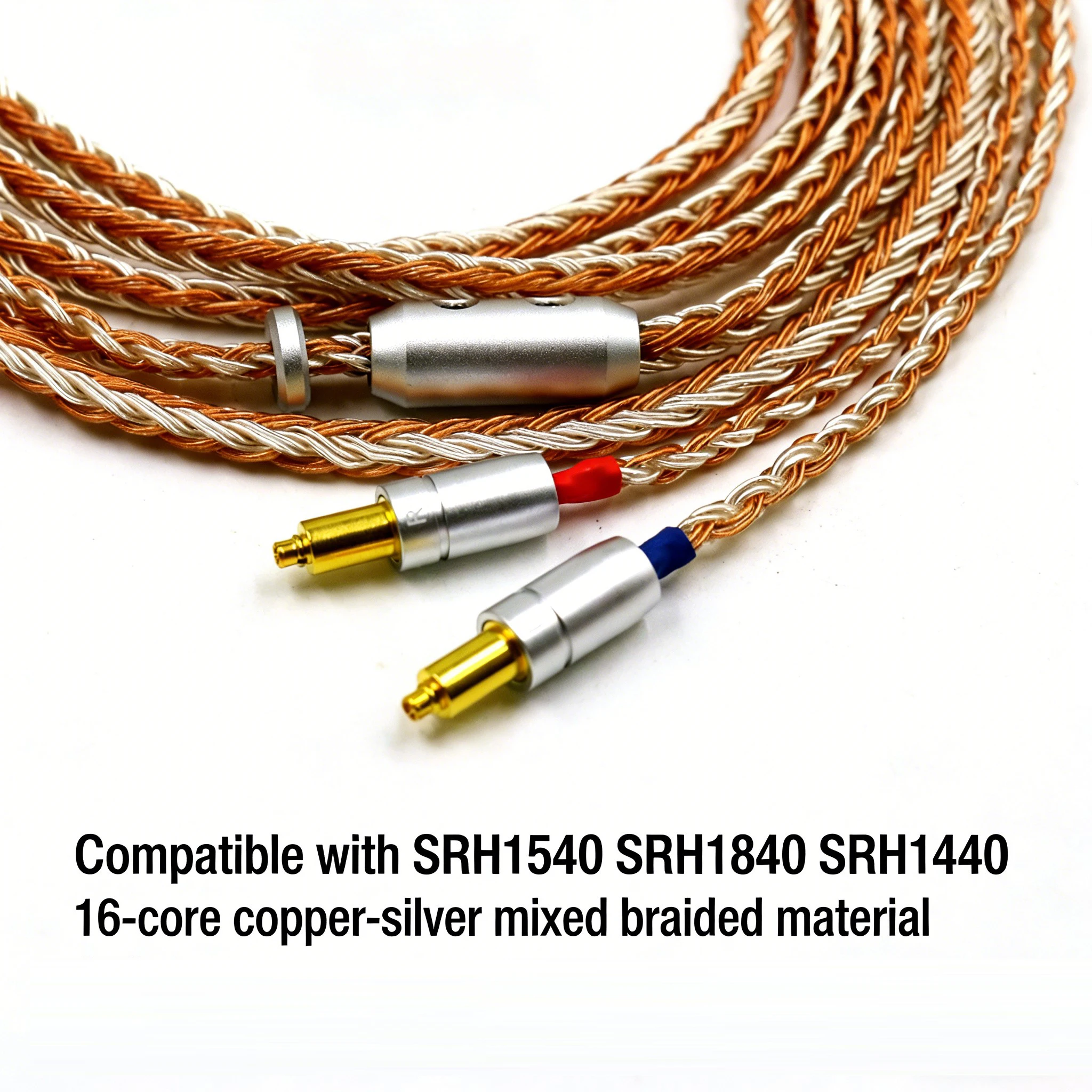 HiFi 16 Core Copper Silver Braided Soft Headphone Upgrade Cable For  SRH1540 SRH1840 SRH1440