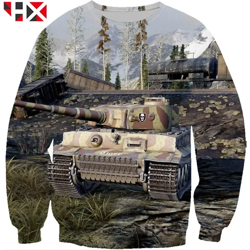 HX Tank World Tank World Felpa con cappuccio moda stampa 3D Felpa unisex stile Harajuku Divertenti top hip-hop