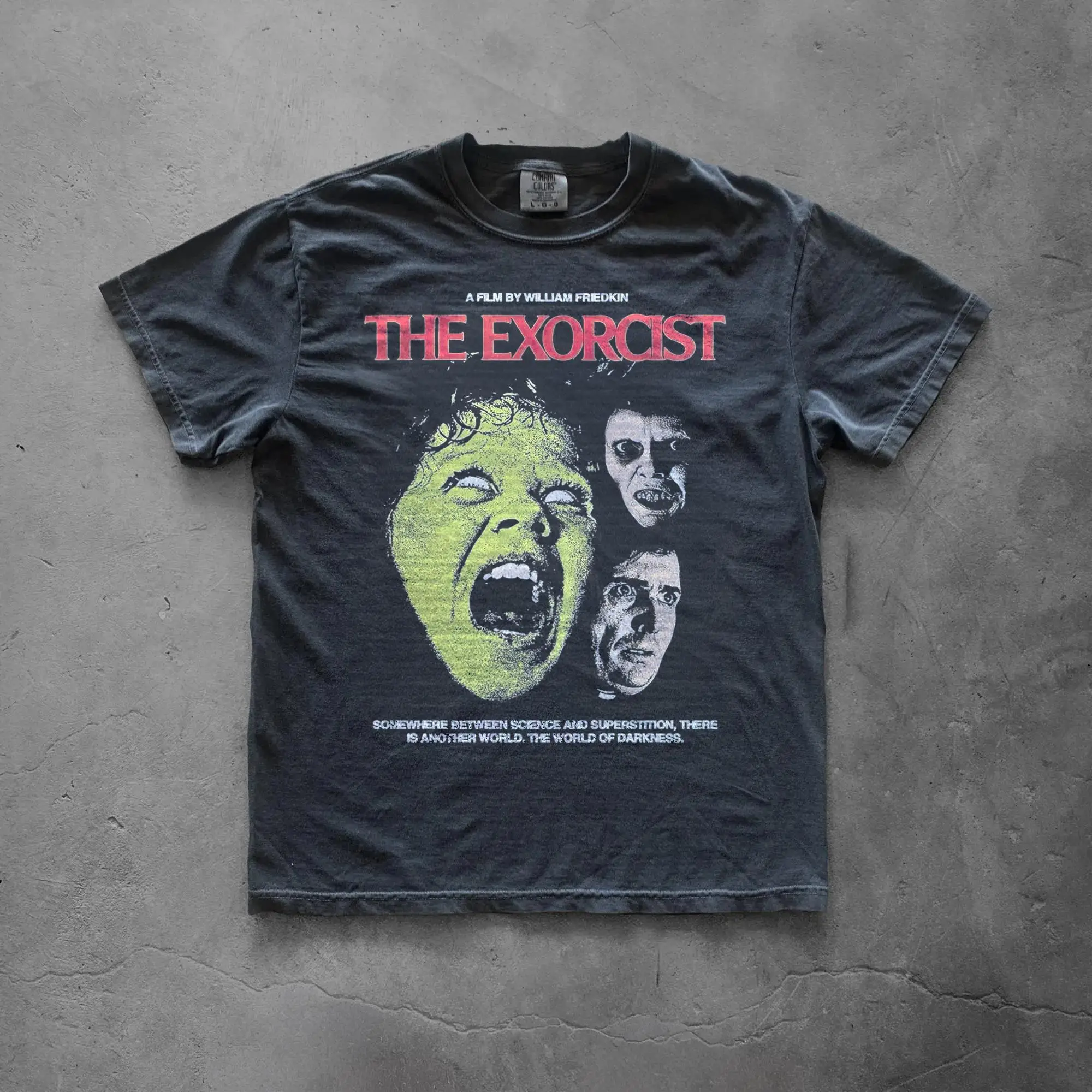Sommerliches Retro-T-Shirt für Damen mit The Exorcist-Grafik, reine Baumwolle und atmungsaktiv, kurzärmelig, Streetwear, übergroß, locker, lässig
