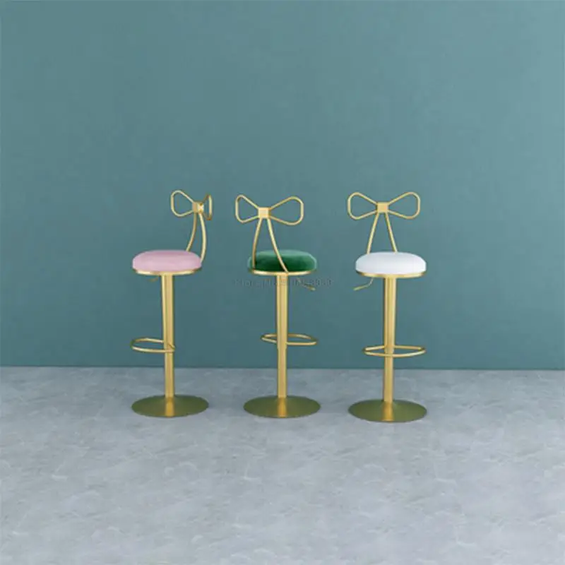 Simple Rotating Lift Bar Stools, Light Luxury Bar Chairs, Household Adjustable Backrest Counter High Stools