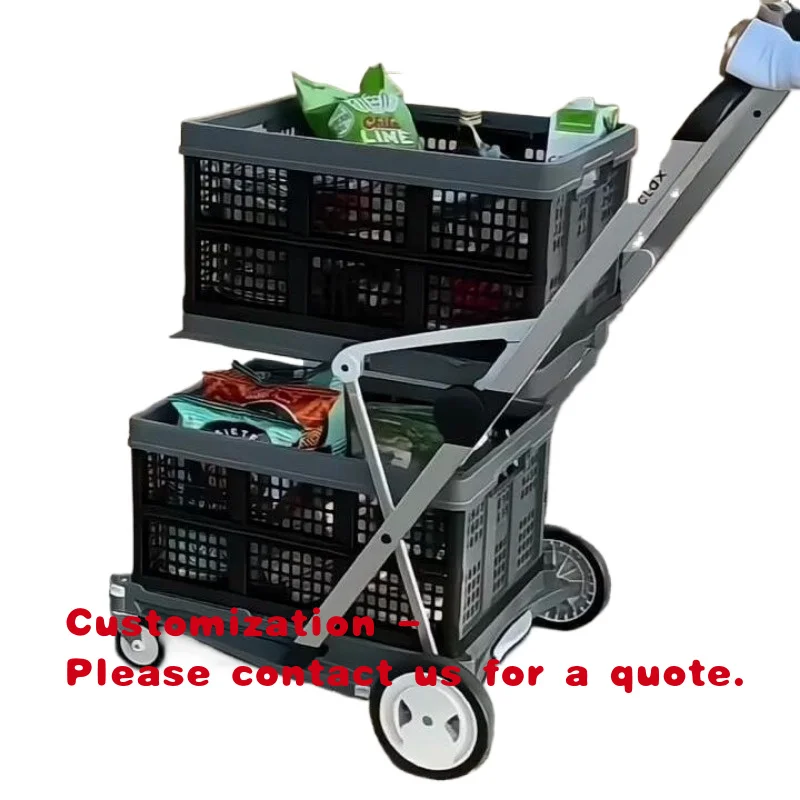 custom.Multi-Use Foldable Grocery Cart with Four-Wheel Mobile Folding Trolley Platform Supermarket Warehouse Moving Cart